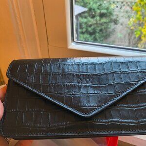 LEATHEROLOGY✨read✨Black Croc-Embossed Chain Bag NWOT